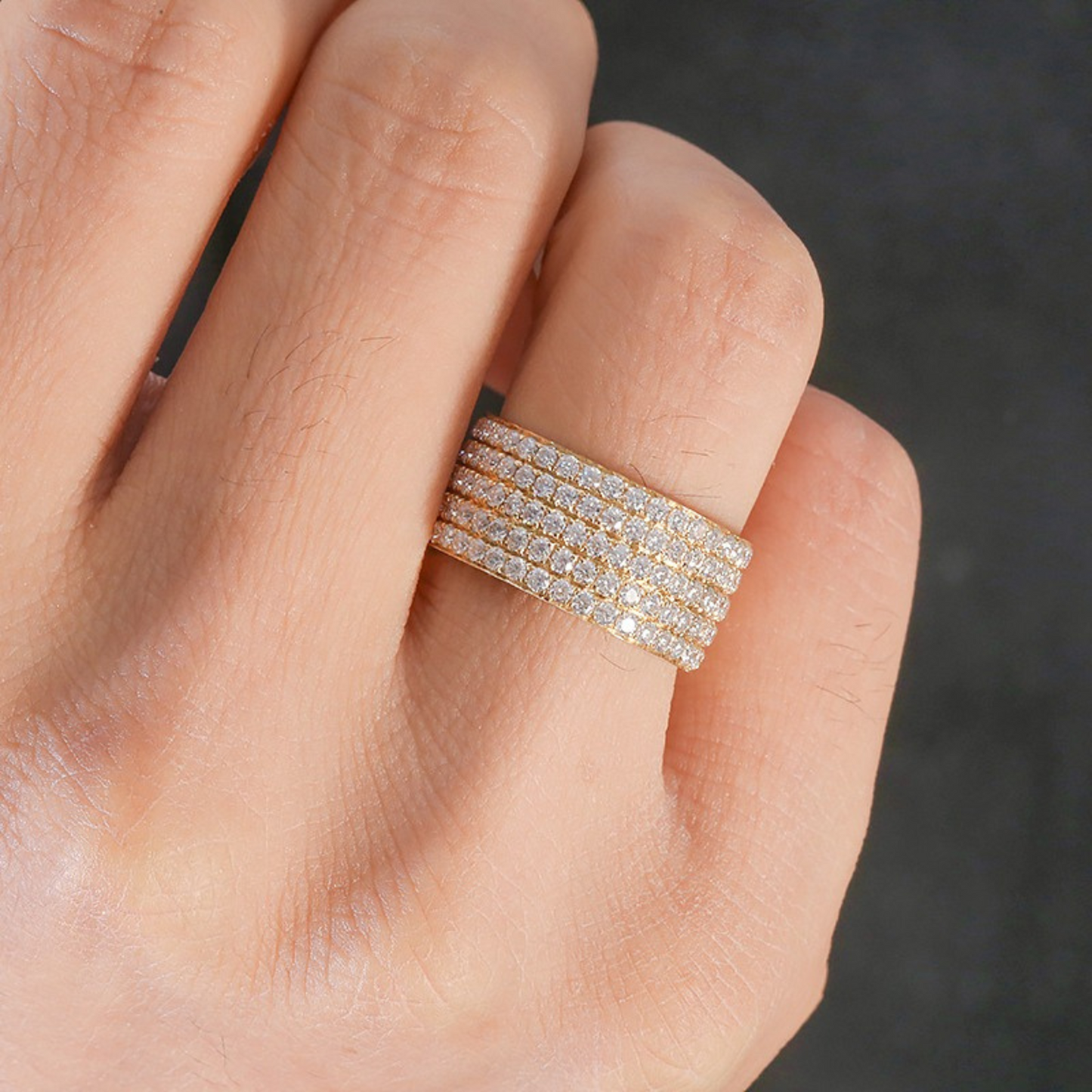 Total Knockout - Cigar Moissanite Eternity Band